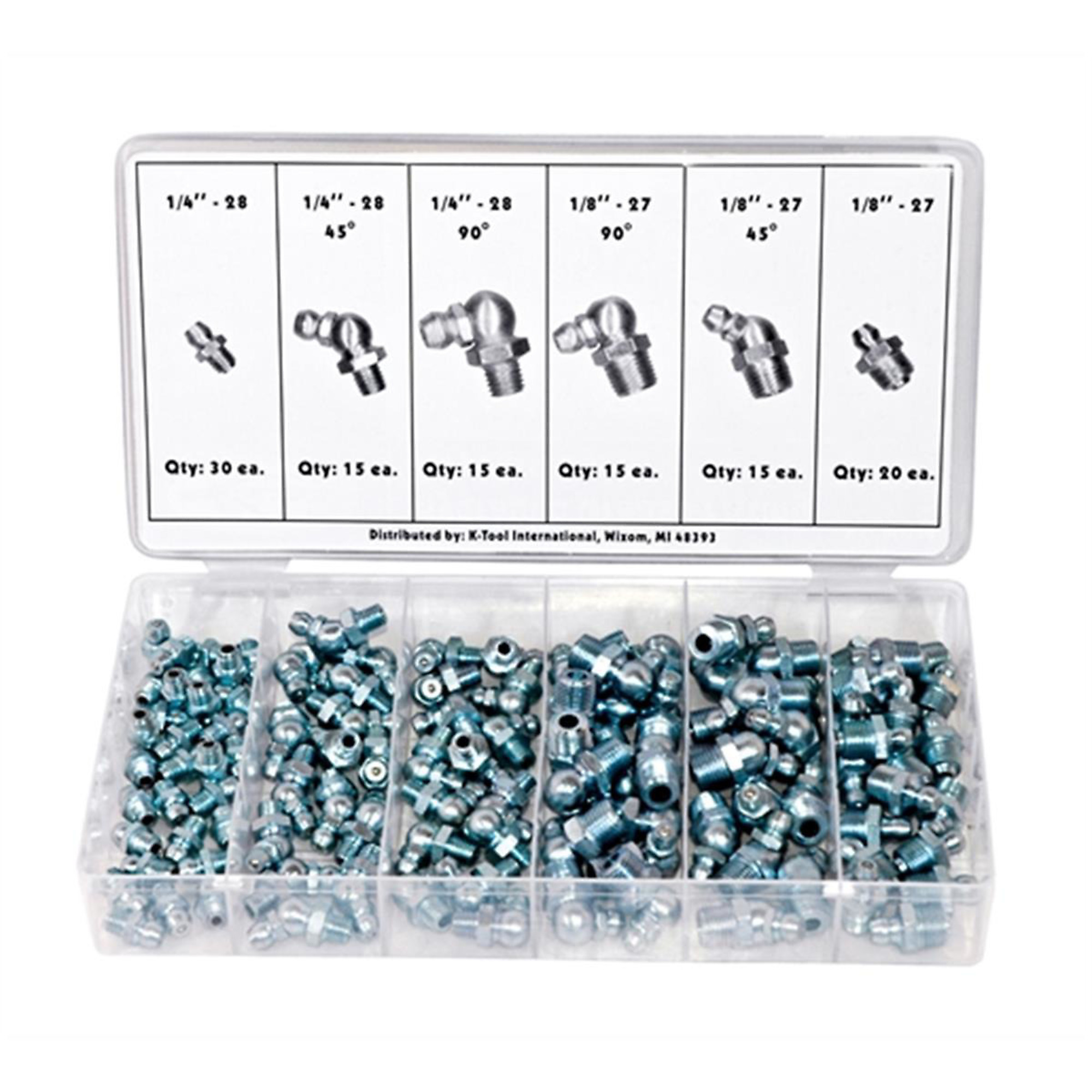 K Tool International Hydraulic Grease Fitting Assortment — 110-Pc., Model# KTI00074